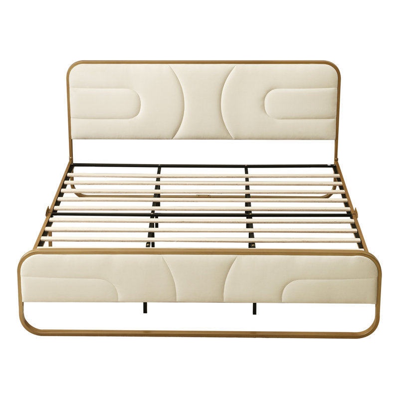 Elegant teak frame upholstered bed