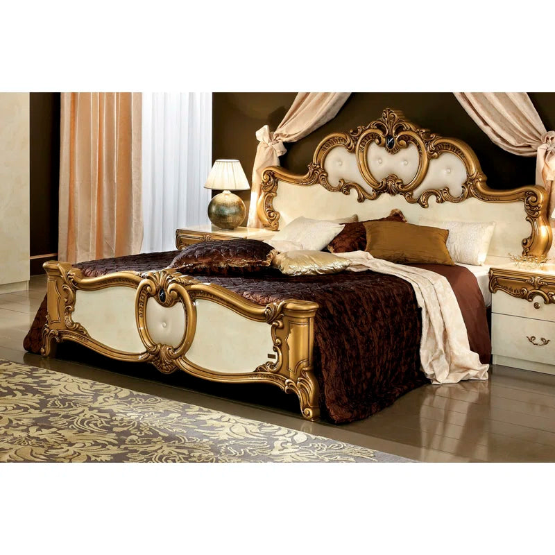 Premium classic wooden bed with headboard