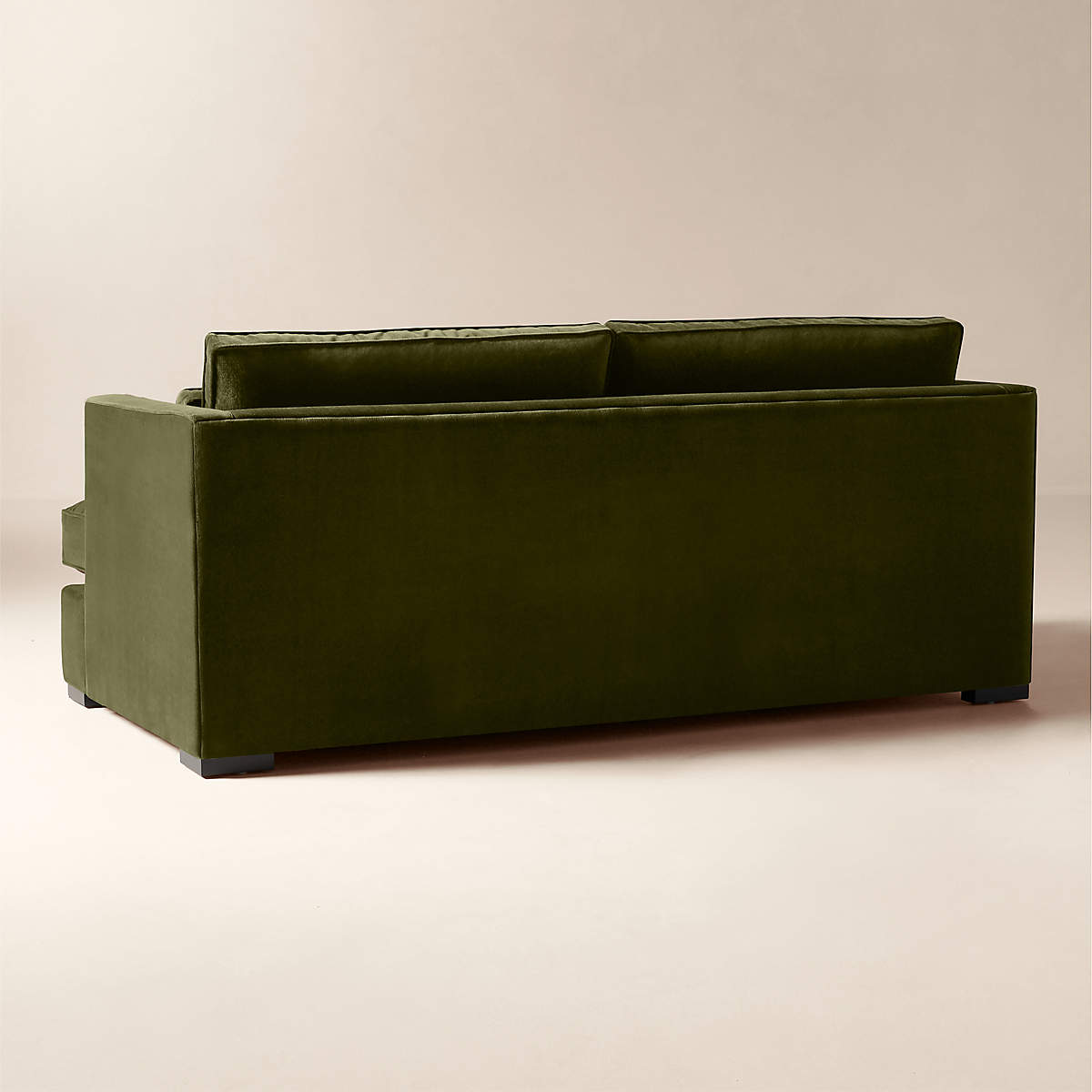 Designer teak wood sofa with plush cushions