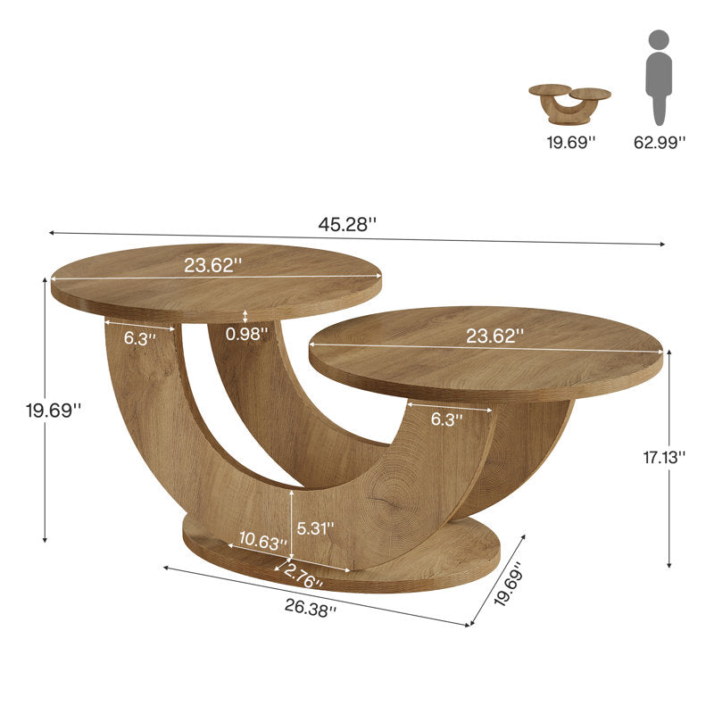 Artistic semi-circle wooden coffee table design