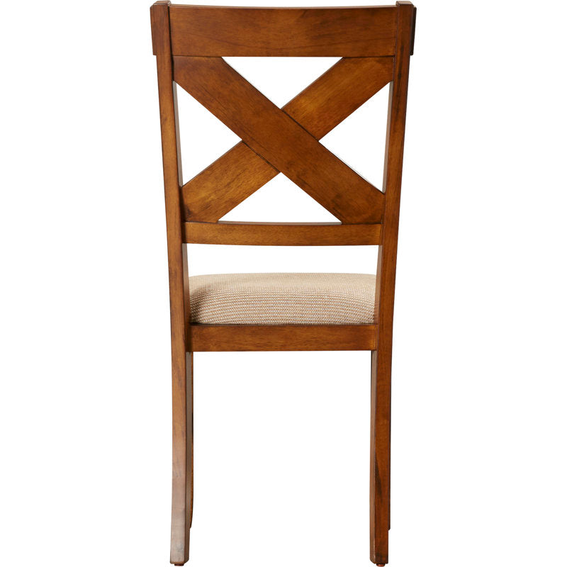 Dining room setup with teak table and chairs