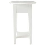 Modern farmhouse round accent table made of teak wood