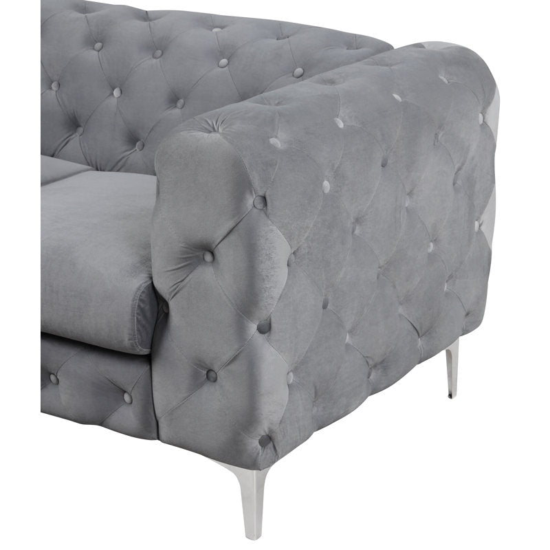 Luxury living room sofa with rolled arms and teak frame