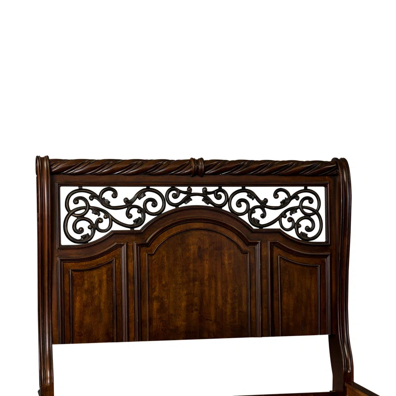 Durable solid wood bed with rich finish