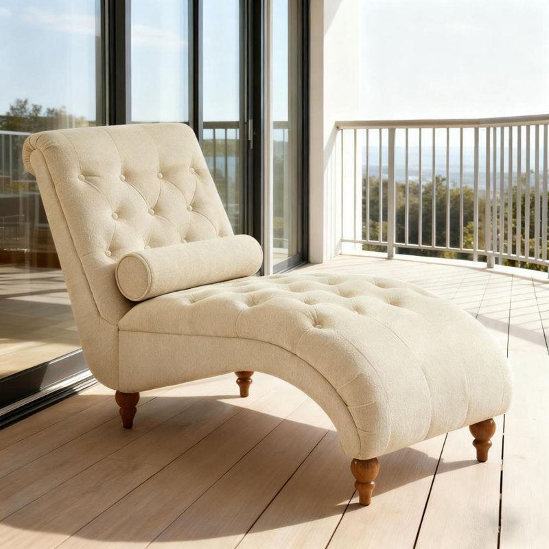 Chaise lounge with teak wood legs