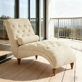 Chaise lounge with teak wood legs