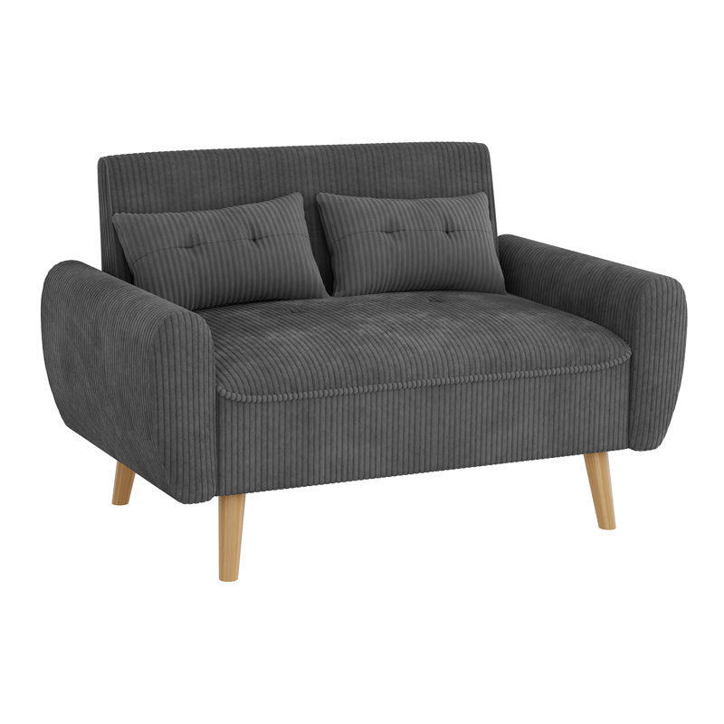 Premium ribbed fabric teak wood sofa couch