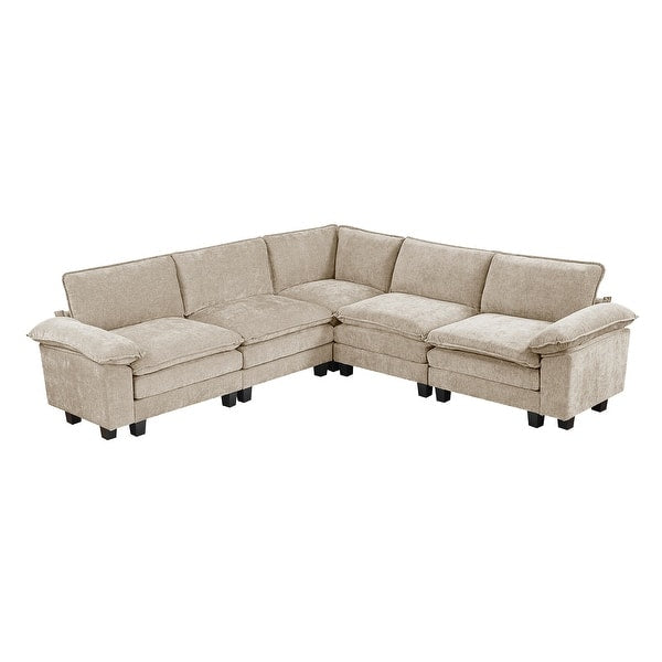 Modern teak wood sectional sofa for living room