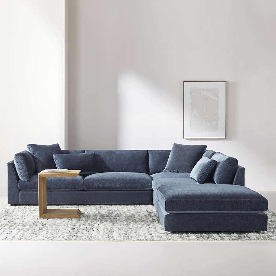 Elegant navy blue living room sofa set