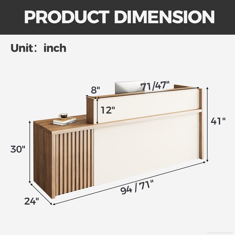 Modern reception counter in teak wood finish