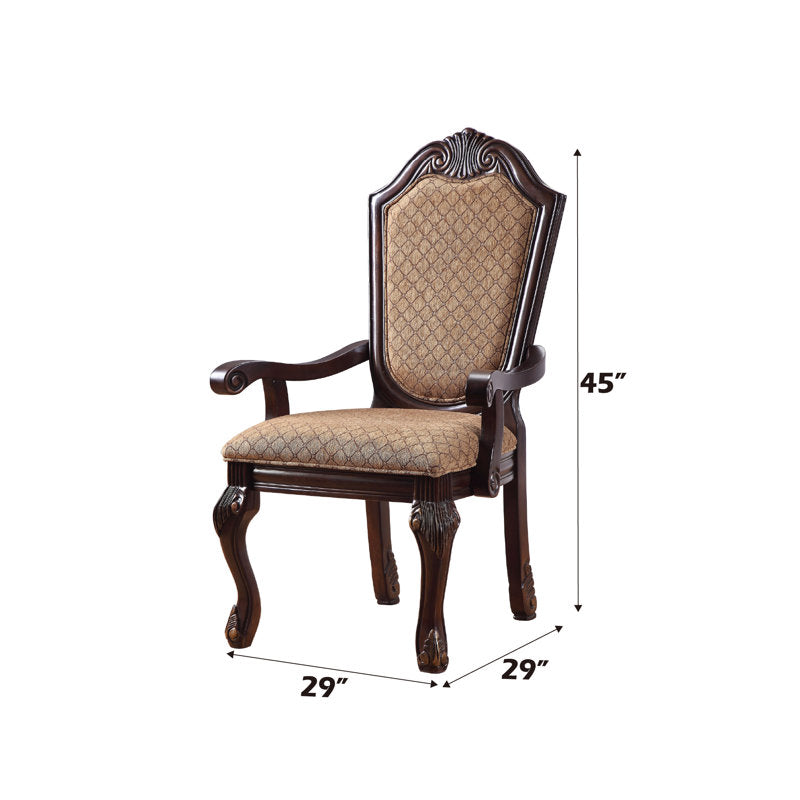 Traditional teak wood upholstered dining chair by Sky Rise Decor Furniture