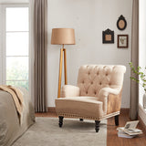 Solid teak wood upholstered lounge chairs for living room seating
