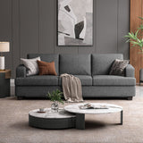 Modern teak wood sofa with comfortable cushions