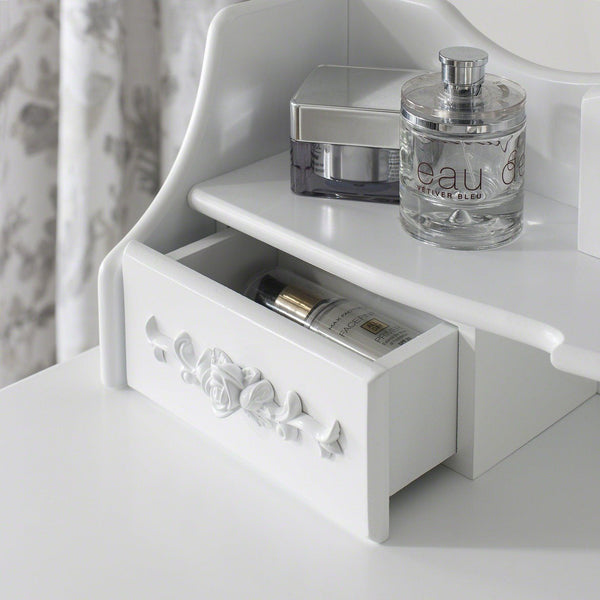 classic vanity desk with oval mirrors