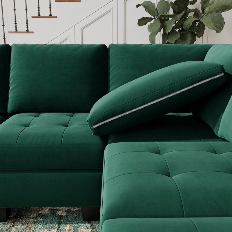 Sky Rise Decor teak wood L shape sectional sofa