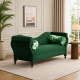 Emerald green teak wood chaise lounge sofa for modern living room