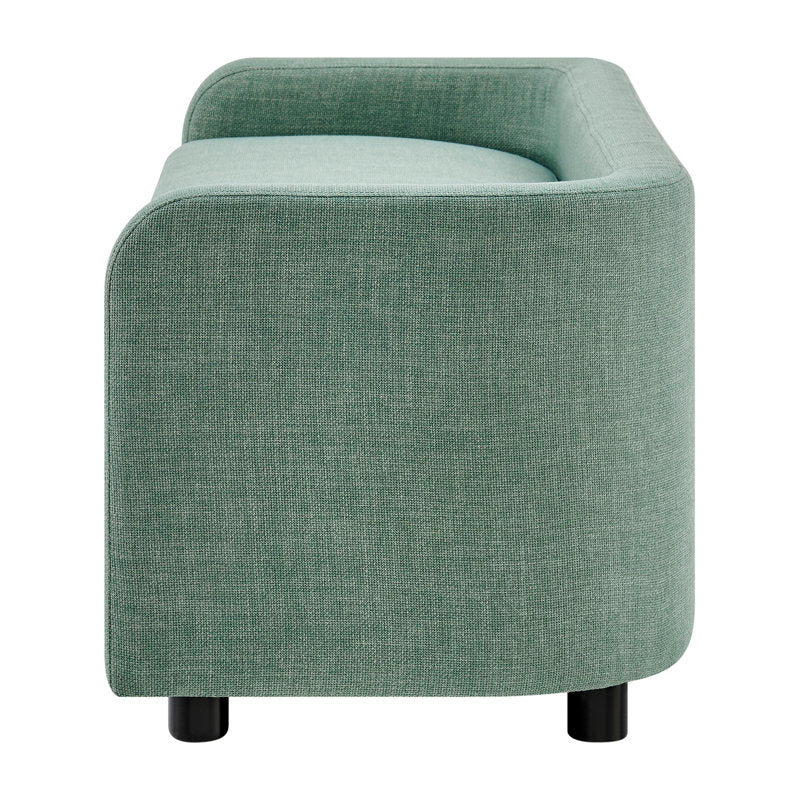 designer green upholstered bench