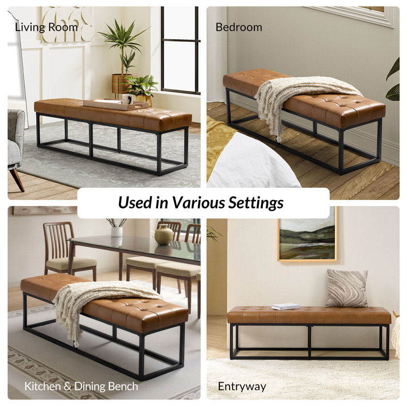 Upholstered teak bench for bedroom