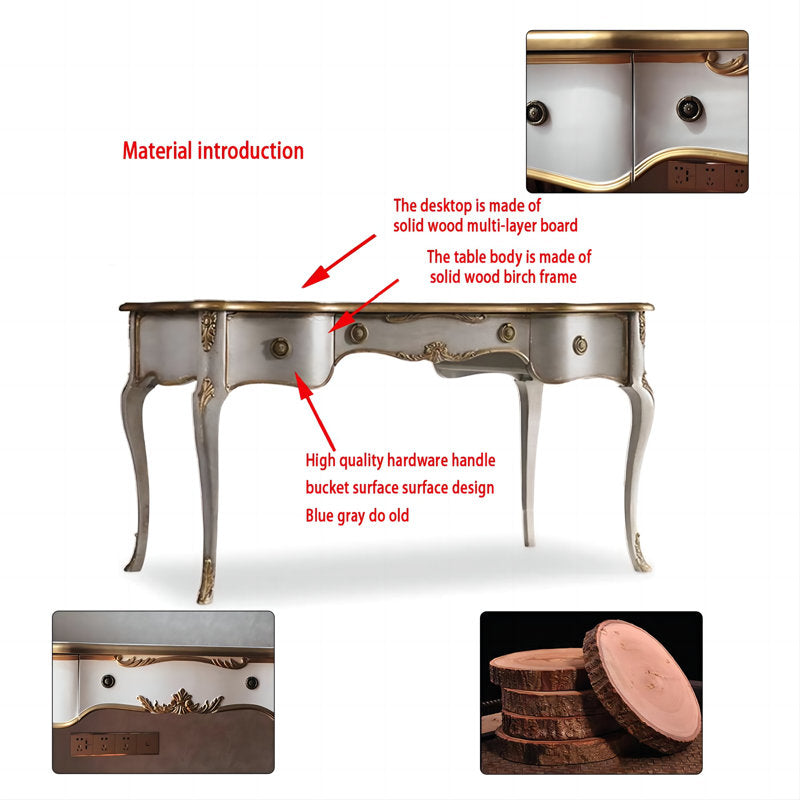 Solid teak wood console table with cabriole legs