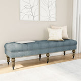 Elegant upholstered teak wood entryway bench