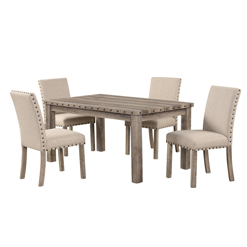 Modern farmhouse teak wood dining table furniture set