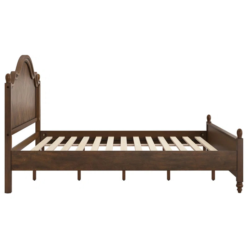 Rustic style wooden platform bed with headboard