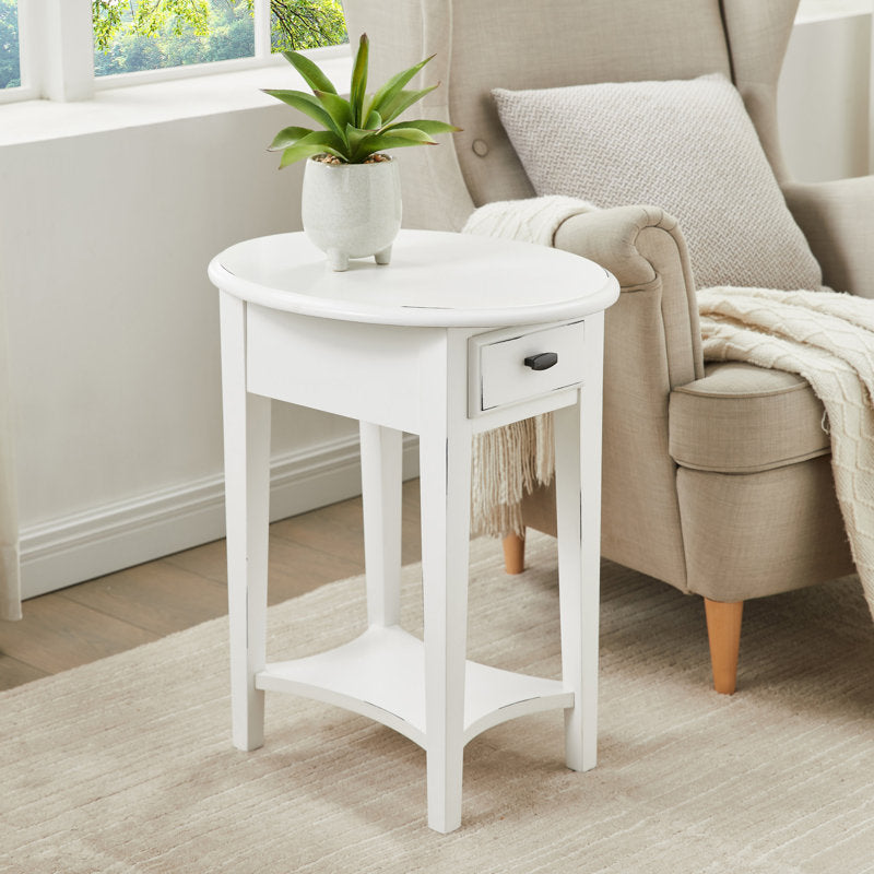 Premium teak wood bedside table with drawer and shelf