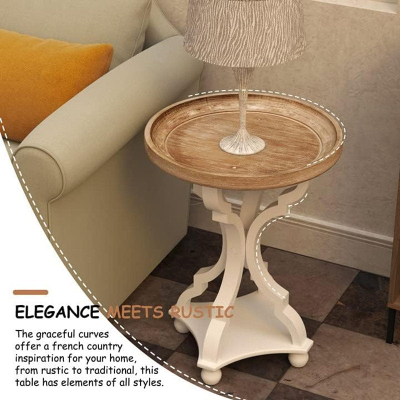 Premium handcrafted teak wood round side table