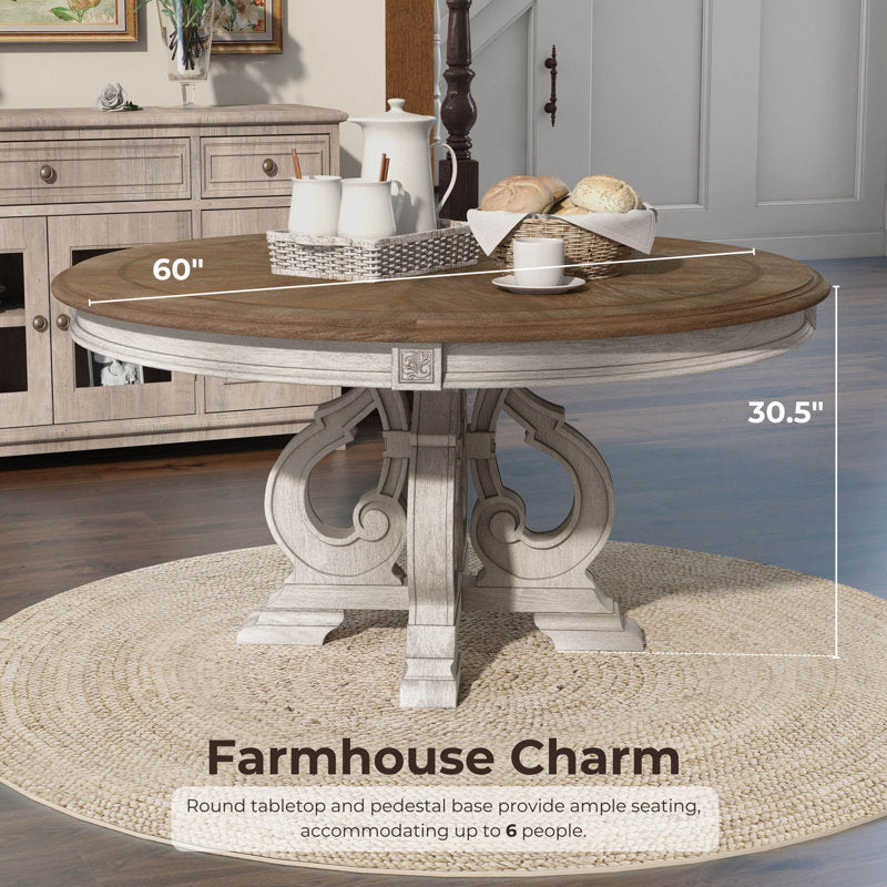 Modern rustic dining table set with upholstered seating