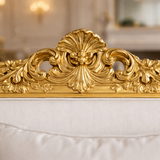 Luxury Royal Gold Carved 3 Seater Sofa | Premium White Upholstery Antique Design