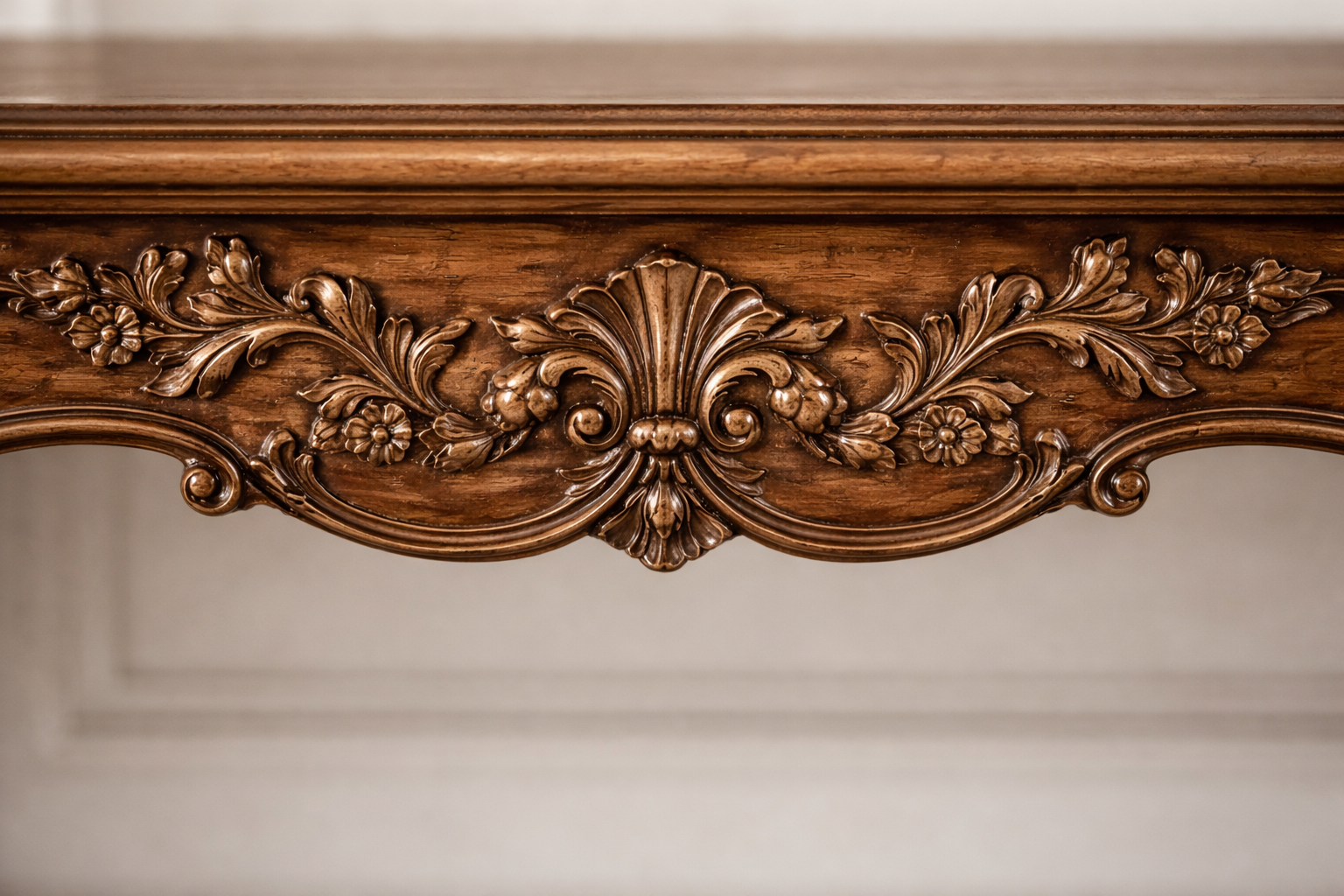 Royal Heritage Hand-Carved Wooden Console Table – Walnut Finish