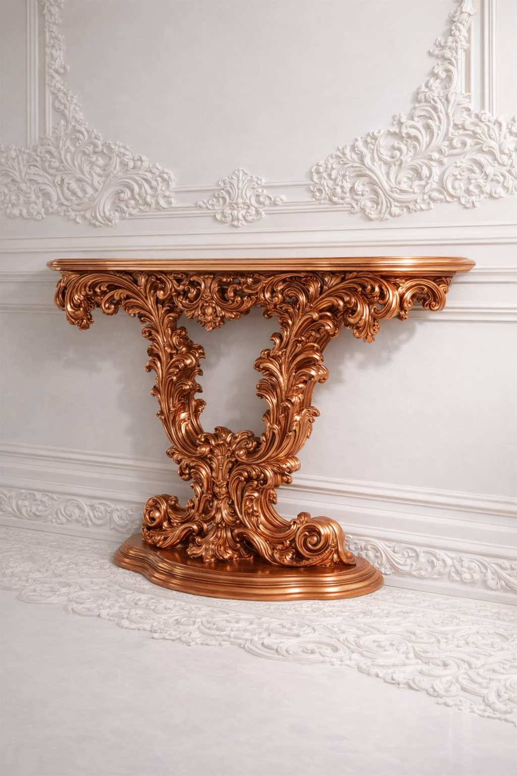 Versailles Royale Console Table – Rose Gold Edition