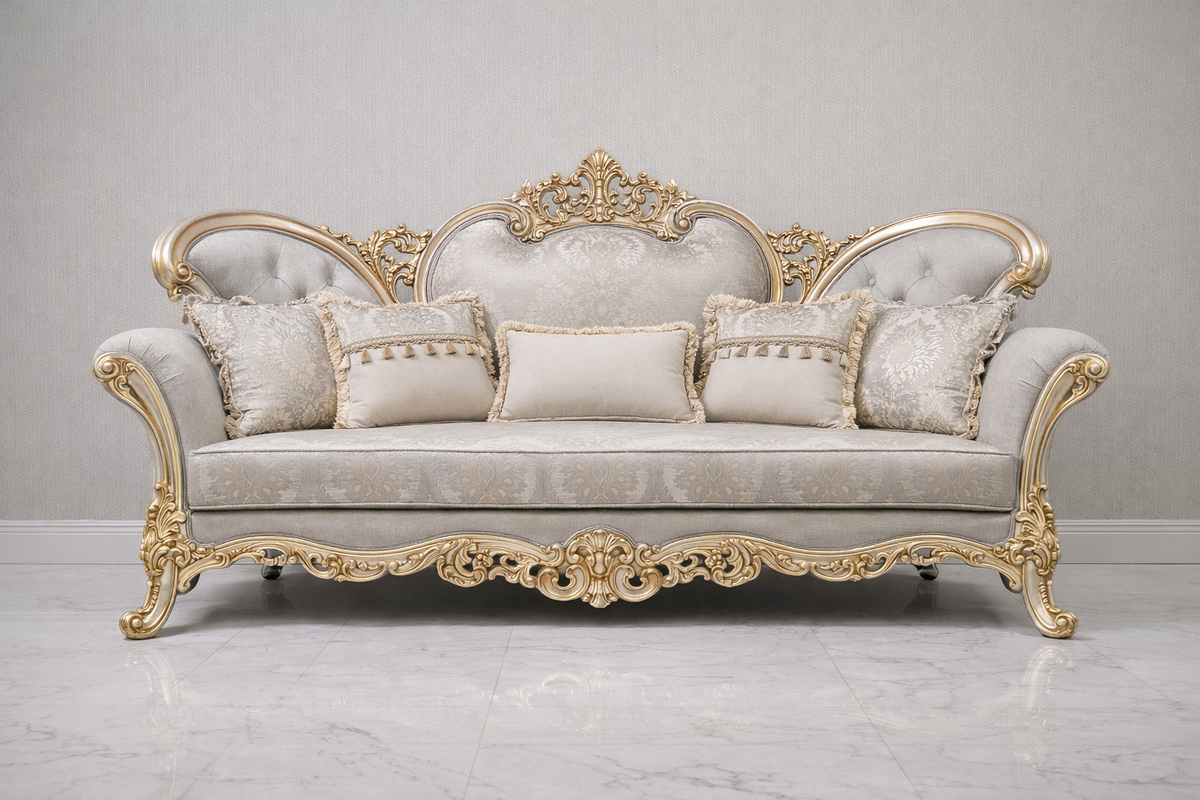 Versailles Royale 3 Seater Sofa – Ivory Gold Edition