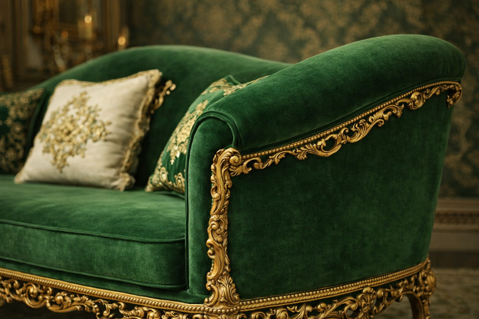 Antique Royal Luxury Hand-Carved Wooden Sofa Set | Classic Gold Finish