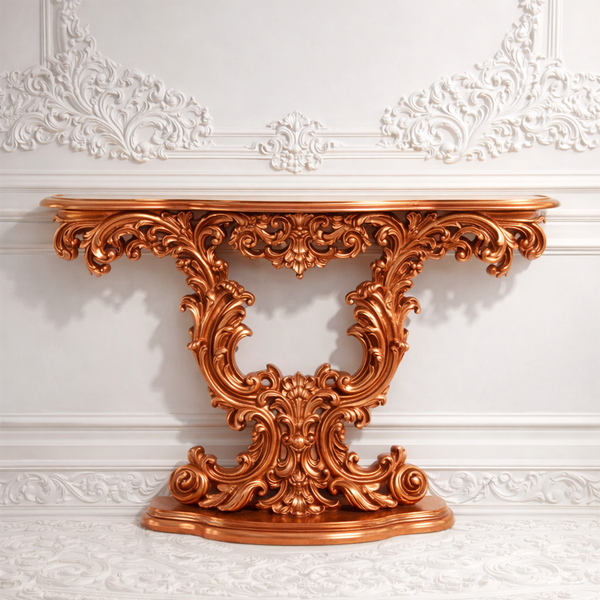 Versailles Royale Console Table – Rose Gold Edition