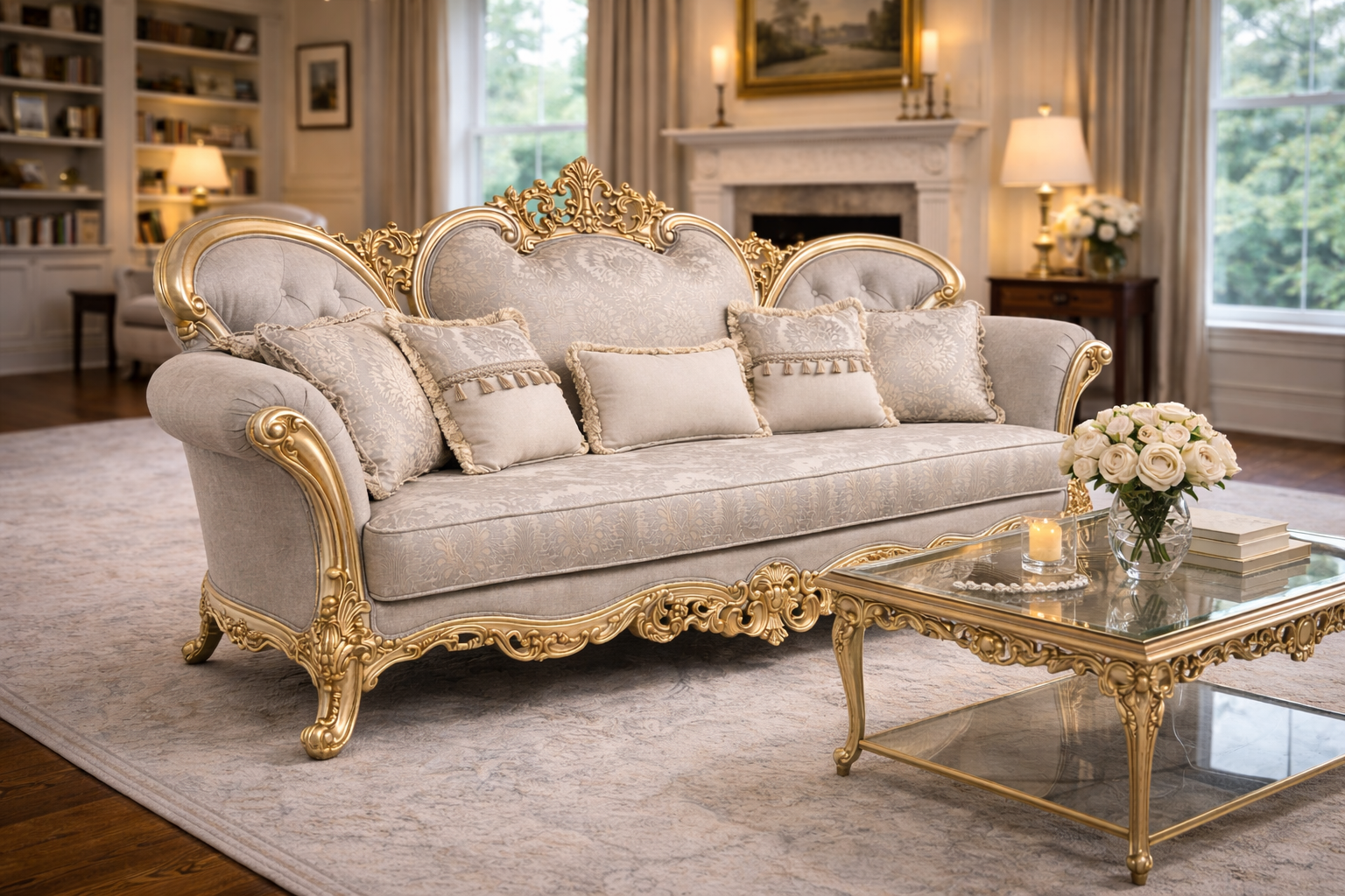 Versailles Royale 3 Seater Sofa – Ivory Gold Edition