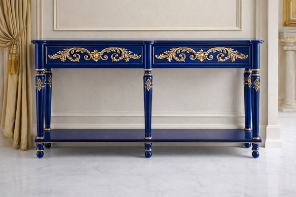 Versailles Royale Console Table – Royal Blue Gold Edition