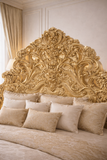 Wooden Royal Luxury King Size Golden Carved Round Bed – Premium Handcrafted Antique Bed