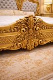 Royal Gold Carved King Size Bed | Luxury Antique Baroque Bedroom Furniture |Antique Bed