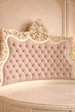 Luxury Round Solid Wood Bed with Tufted Headboard – Royal Classic Designer Bedroom Furniture | Premium Antique Bed