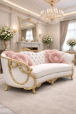Royal Classic 3 Seater Sofa – White & Gold