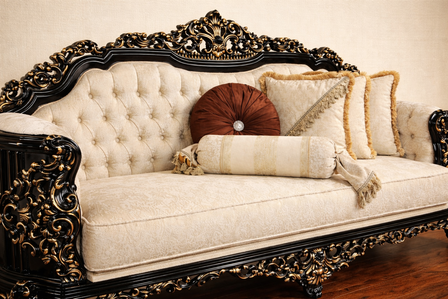 Versailles Royale 3 Seater Sofa – Noir Gold Edition