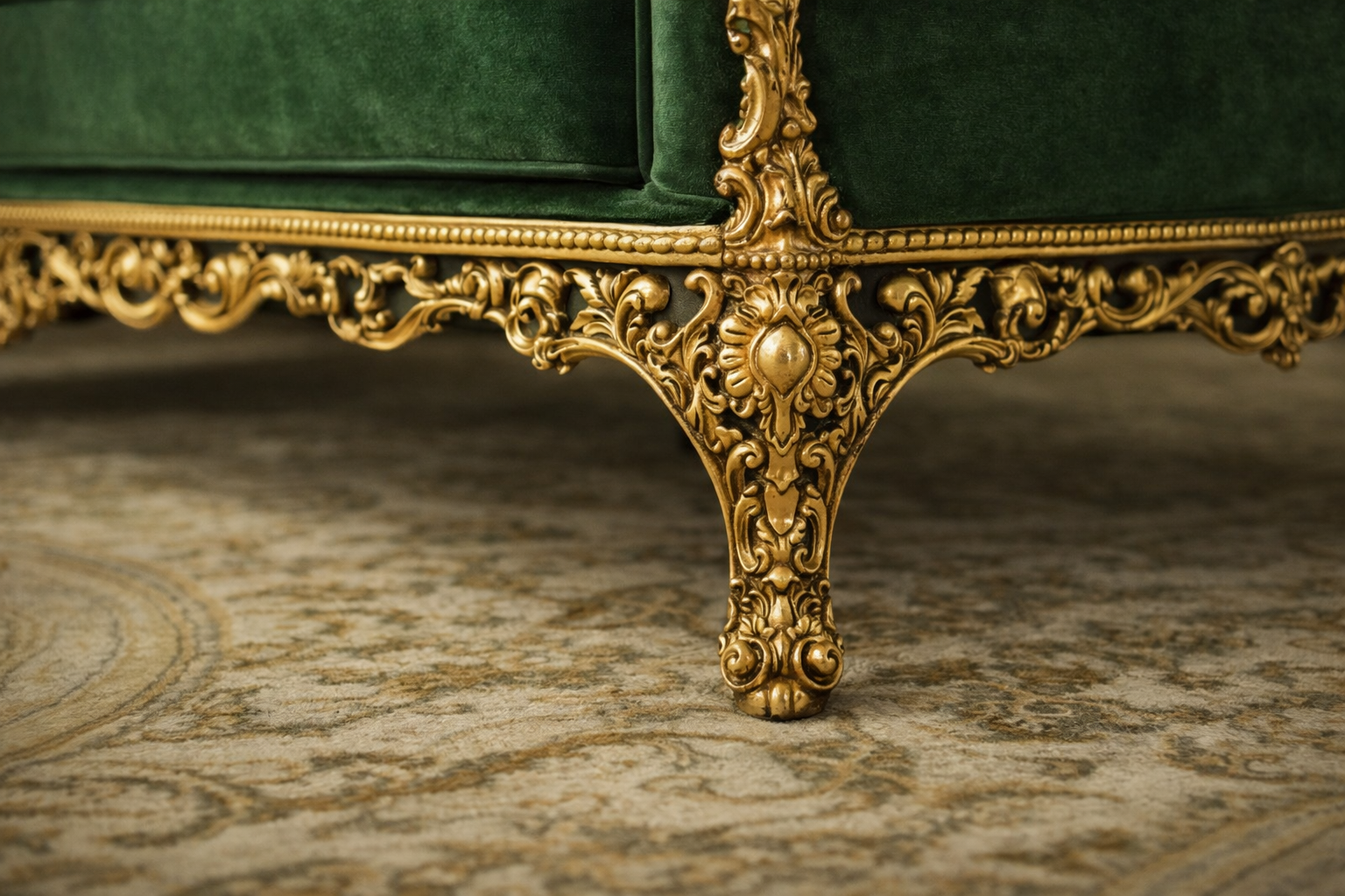 Antique Royal Luxury Hand-Carved Wooden Sofa Set | Classic Gold Finish