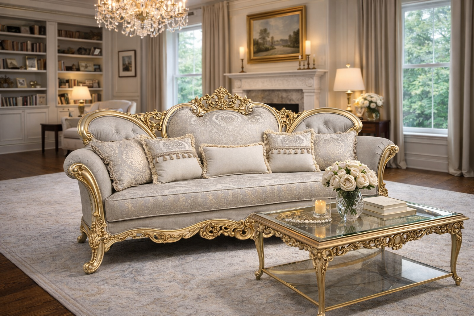 Versailles Royale 3 Seater Sofa – Ivory Gold Edition