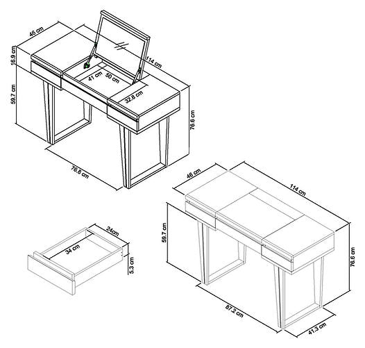contemporary wood makeup desk with storage