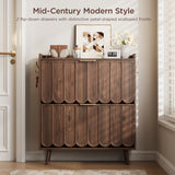 Freestanding teak wood shoe cabinet for hallway storage