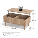 Wooden center table with lift-top and internal storage