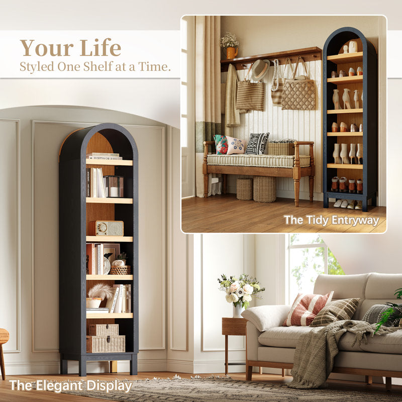 Space-saving teak wood bookcase for office and bedroom