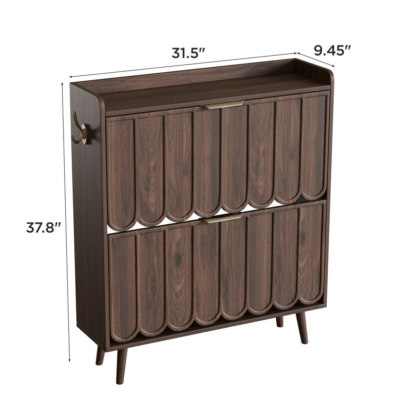 Premium teak wood shoe organizer for home entryway