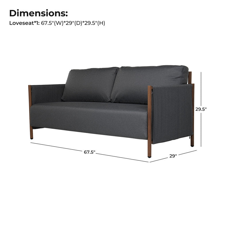 Premium  Loveseat Sofa Couch – Modern Grey Fabric with Solid Teak Wooden Frame